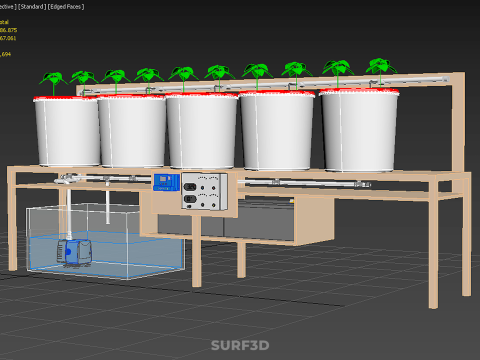 IOT PLANT POT RECIRCULATING HYDROPONIC DUTCH BUCKET SYSTEM SETUP 3D Model
