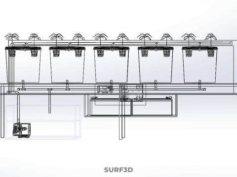 IOT PLANT POT RECIRCULATING HYDROPONIC DUTCH BUCKET SYSTEM SETUP 3D Model