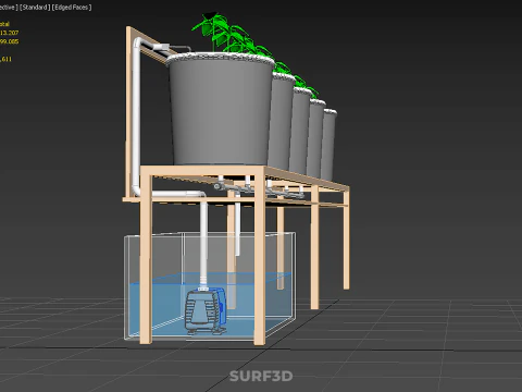 CRESCIMENTO HIDROP&Ocirc;NICO PLANTAS AGRICULTURA BALDE HOLAND&Ecirc;S SISTEMA BATO JARDIM Modelo 3D