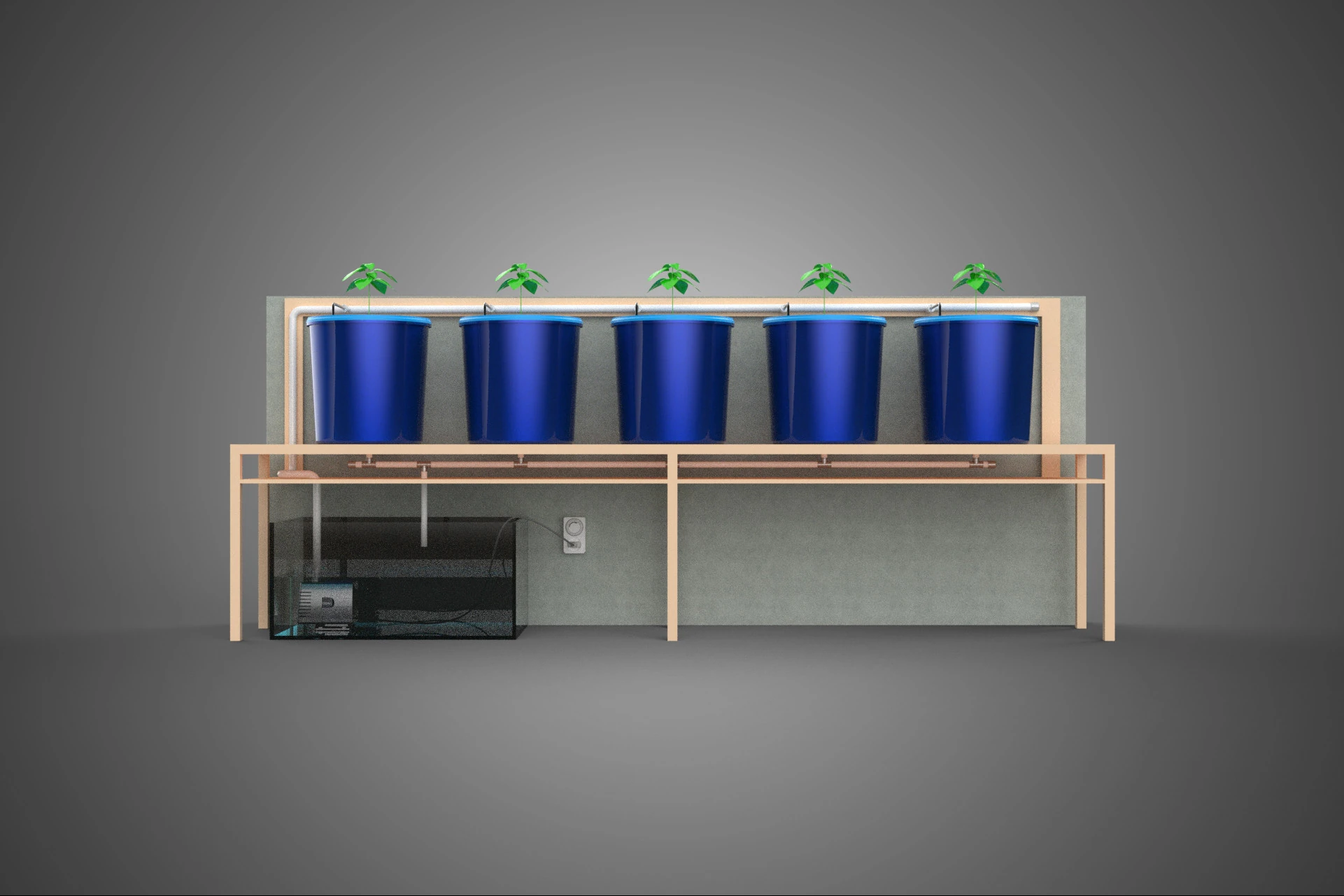 AUTO TIMER NUTRIENT HYDROPONIC PLANTS BUCKET DUTCH BATO SYSTEM 3D Model .c4d .max .obj .3ds .fbx .stl .blend 