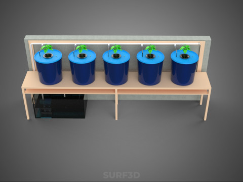 自动定时器营养水培植物桶 DUTCH BATO 系统 3D 模型