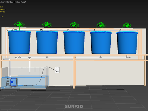 自动定时器营养水培植物桶 DUTCH BATO 系统 3D 模型