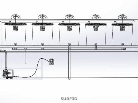 HYDROPONIC DRIP IRRIGATION DUTCH BUCKET MODULE TIMER CONTROL SET 3D Model
