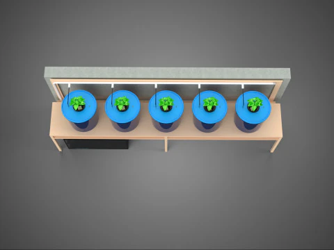 BALDE DE BATO HIDROPÔNICO DE 5 POTES ESTAÇÃO DE ALIMENTAÇÃO DE BANCO DE PLANTAS DE CRESCIMENTO Modelo 3D