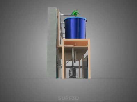 5 POT HYDROPONIC BATO BUCKET GROW RACK PLANT BENCH FEED STATION 3D Model