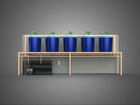 5 POT HYDROPONIC BATO BUCKET GROW RACK PLANT BENCH FEED STATION 3D Model