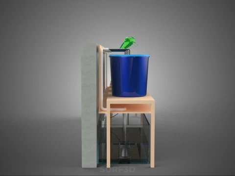 5 POT HYDROPONIC BATO BUCKET GROW RACK PLANT BENCH FEED STATION 3D Model