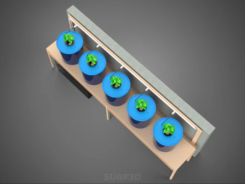 5 POT HYDROPONIC BATO BUCKET GROW RACK PLANT BENCH FEED STATION 3D Model
