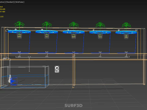 5 POT HYDROPONIC BATO BUCKET GROW RACK PLANT BENCH FEED STATION 3D Model