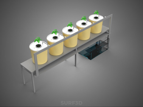 荷兰桶系统 5 罐循环水培装置 3D 模型