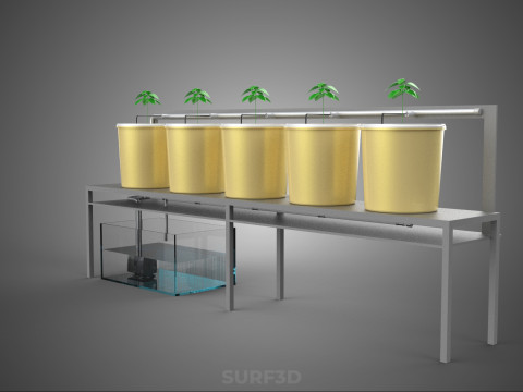 荷兰桶系统 5 罐循环水培装置 3D 模型