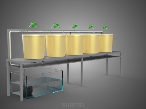 荷兰桶系统 5 罐循环水培装置 3D 模型
