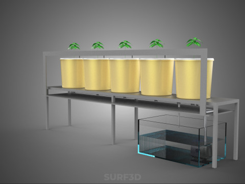 荷兰桶系统 5 罐循环水培装置 3D 模型