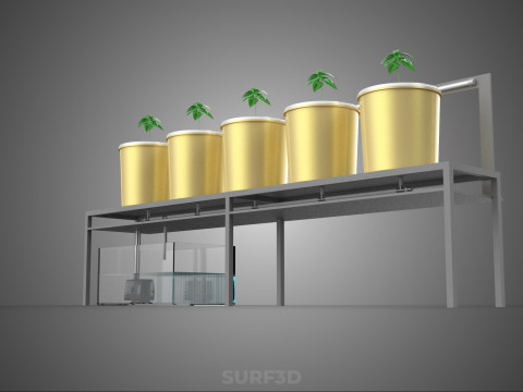 荷兰桶系统 5 罐循环水培装置 3D 模型
