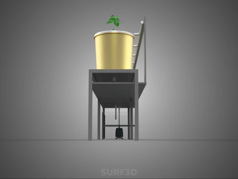 DUTCH BUCKET SYSTEM 5 POT RECIRCULATING HYDROPONICS SETUP PLANT 3D Model