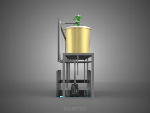 DUTCH BUCKET SYSTEM 5 POT RECIRCULATING HYDROPONICS SETUP PLANT 3D Model