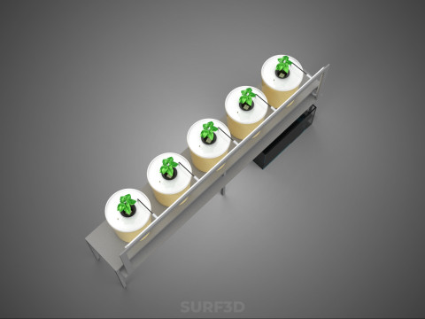 荷兰桶系统 5 罐循环水培装置 3D 模型