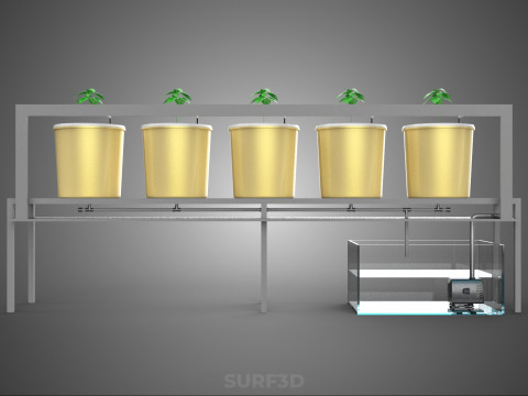 荷兰桶系统 5 罐循环水培装置 3D 模型
