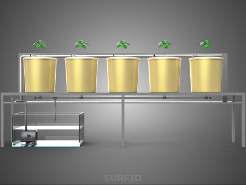 荷兰桶系统 5 罐循环水培装置 3D 模型