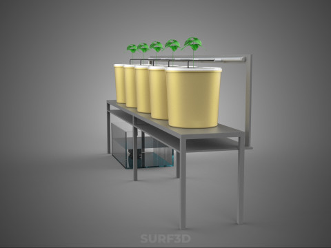 荷兰桶系统 5 罐循环水培装置 3D 模型
