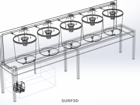 荷兰桶系统 5 罐循环水培装置 3D 模型