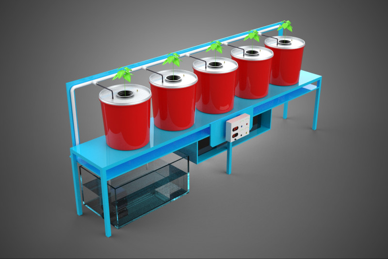 物联网智能控制荷兰桶水培系统设置花盆 3D 模型 .c4d .max .obj .3ds .fbx .stl .blend