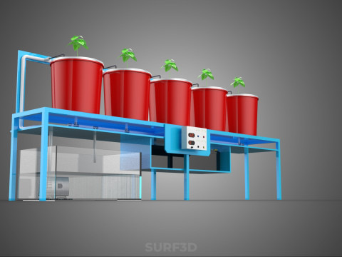 物联网智能控制荷兰桶水培系统设置花盆 3D 模型