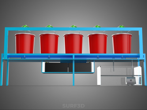 物联网智能控制荷兰桶水培系统设置花盆 3D 模型