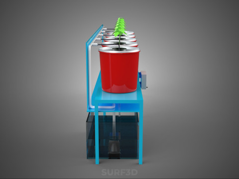 物联网智能控制荷兰桶水培系统设置花盆 3D 模型