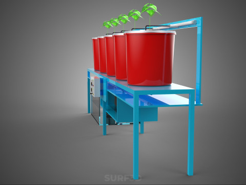 物联网智能控制荷兰桶水培系统设置花盆 3D 模型