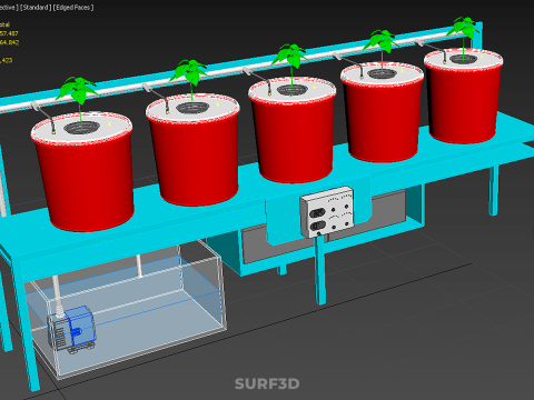 物联网智能控制荷兰桶水培系统设置花盆 3D 模型