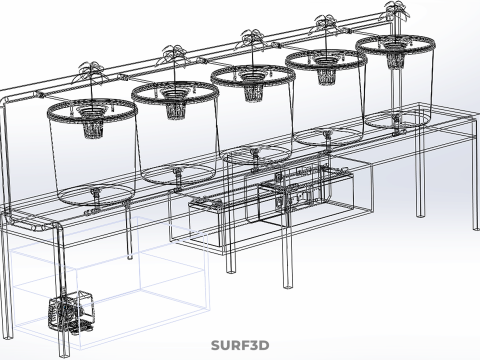 物联网智能控制荷兰桶水培系统设置花盆 3D 模型