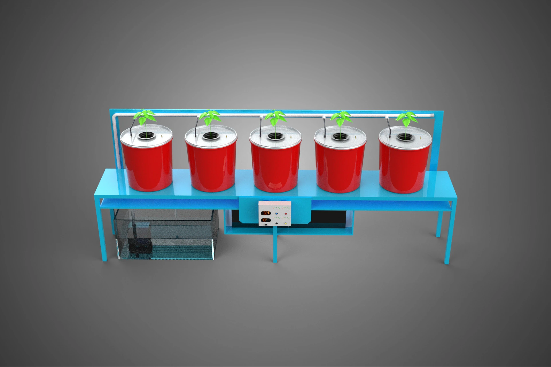 IOT AUTO RECIRCULATING DUTCH BUCKET HYDROPONIC AEROPONIC SYSTEM 3D Model .c4d .max .obj .3ds .fbx .stl .blend