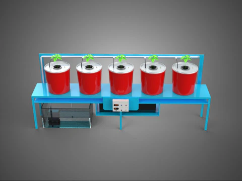 IOT AUTO RECIRCULATING DUTCH BUCKET HYDROPONIC AEROPONIC SYSTEM 3D Model