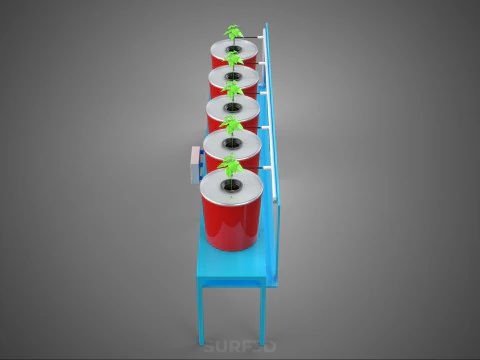 IOT AUTO RECIRCULATING DUTCH BUCKET HYDROPONIC AEROPONIC SYSTEM 3D Model
