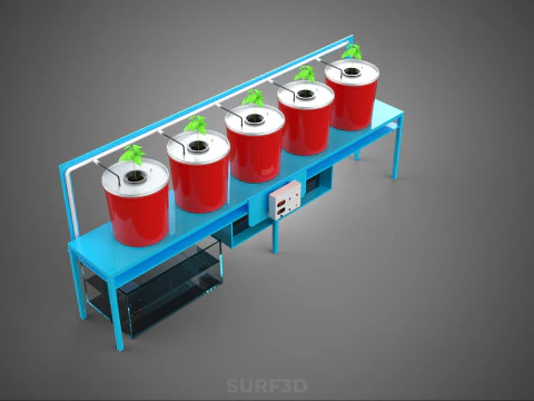 IOT AUTO RECIRCULATING DUTCH BUCKET HYDROPONIC AEROPONIC SYSTEM 3D Model