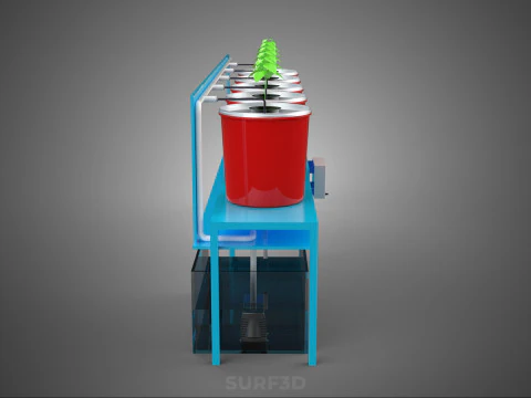 IOT AUTO RECIRCULATING DUTCH BUCKET HYDROPONIC AEROPONIC SYSTEM 3D Model