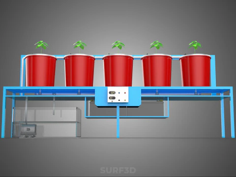 IOT AUTO RECIRCULATING DUTCH BUCKET HYDROPONIC AEROPONIC SYSTEM 3D Model