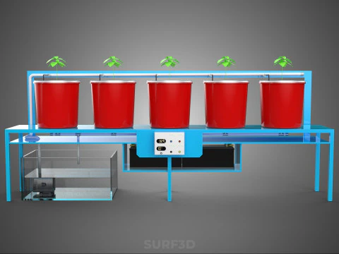 IOT AUTO RECIRCULATING DUTCH BUCKET HYDROPONIC AEROPONIC SYSTEM 3D Model