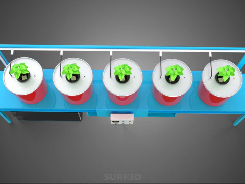 IOT AUTO RECIRCULATING DUTCH BUCKET HYDROPONIC AEROPONIC SYSTEM 3D Model