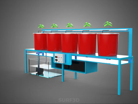 IOT AUTO RECIRCULATING DUTCH BUCKET HYDROPONIC AEROPONIC SYSTEM 3D Model
