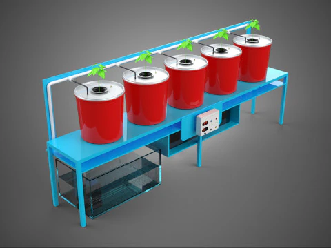 IOT AUTO RECIRCULATING DUTCH BUCKET HYDROPONIC AEROPONIC SYSTEM 3D Model