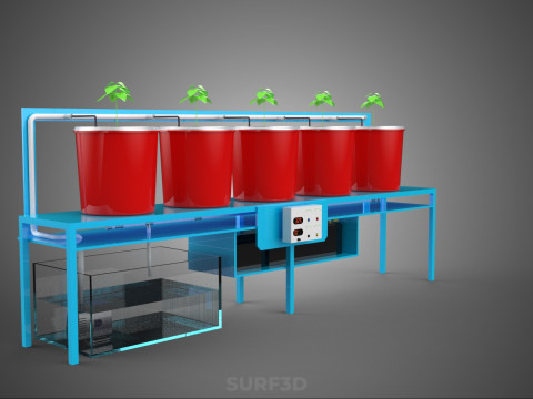 IOT 자동 재순환 더치 버킷 수경재배 시스템 3D 모델