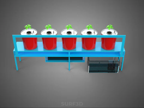IOT AUTO RECIRCULATING DUTCH BUCKET HYDROPONIC AEROPONIC SYSTEM 3D Model