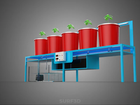 IOT AUTO RECIRCULATING DUTCH BUCKET HYDROPONIC AEROPONIC SYSTEM 3D Model