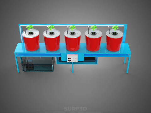 IOT AUTO RECIRCULATING DUTCH BUCKET HYDROPONIC AEROPONIC SYSTEM 3D Model