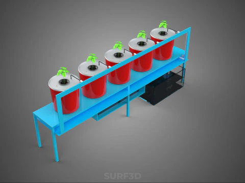 IOT AUTO RECIRCULATING DUTCH BUCKET HYDROPONIC AEROPONIC SYSTEM 3D Model