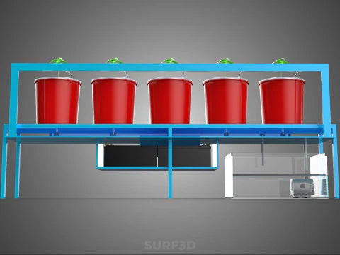 IOT AUTO RECIRCULATING DUTCH BUCKET HYDROPONIC AEROPONIC SYSTEM 3D Model