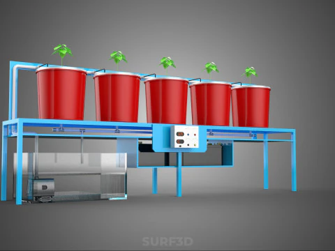 IOT AUTO RECIRCULATING DUTCH BUCKET HYDROPONIC AEROPONIC SYSTEM 3D Model