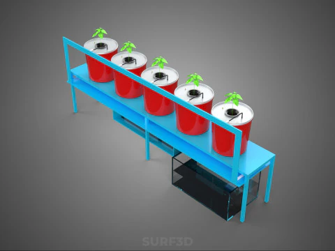IOT AUTO RECIRCULATING DUTCH BUCKET HYDROPONIC AEROPONIC SYSTEM 3D Model